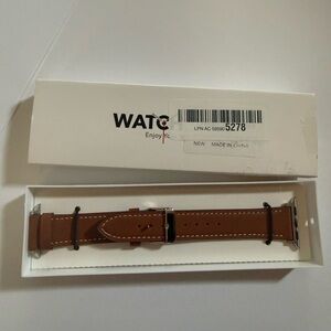 NIB Ovawda Premium Soft Leather Replacement Band for Apple Watch Brown